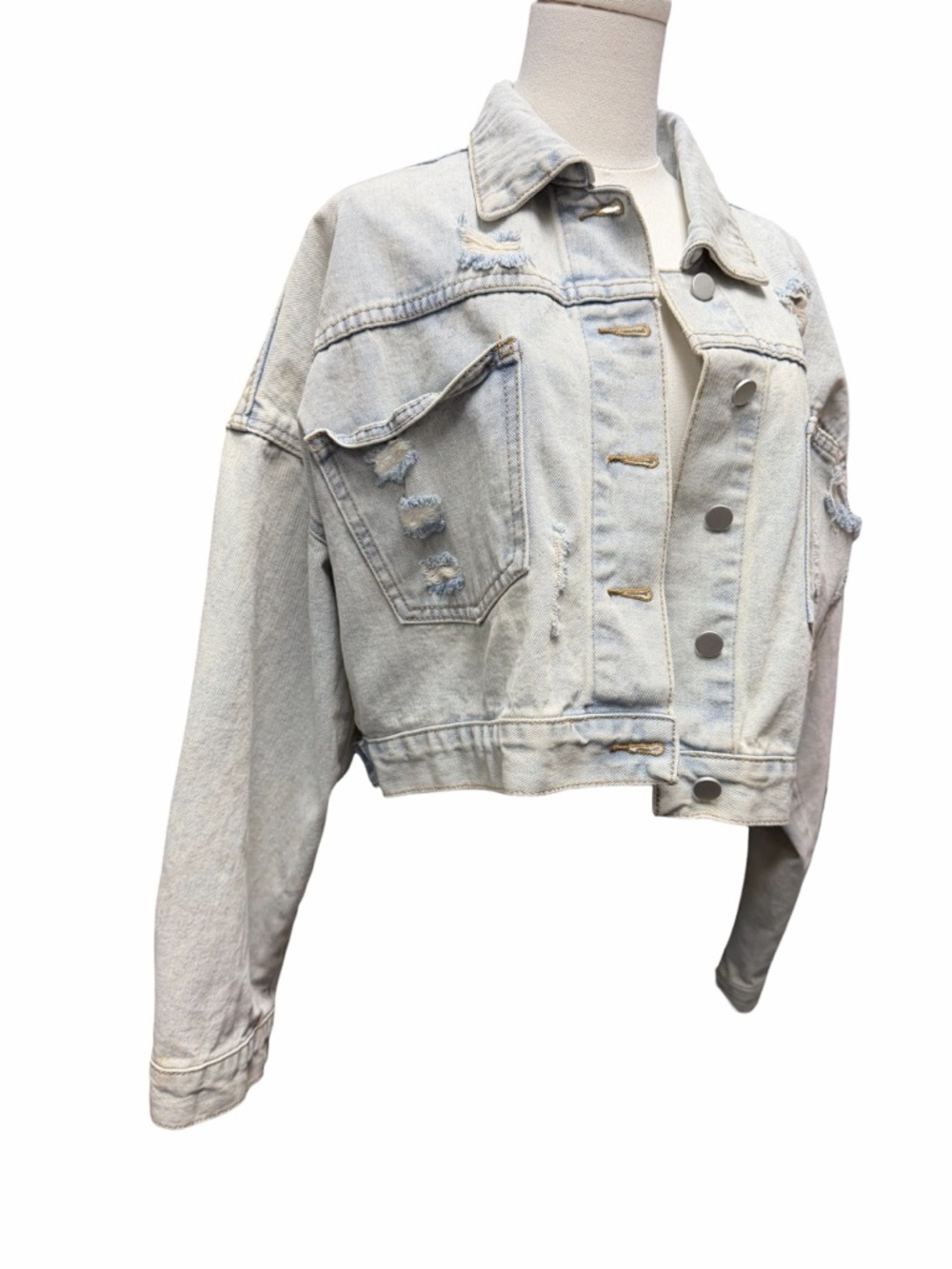 Blue B Rhinestone Fringe Denim Jacket - Picture 2 of 13